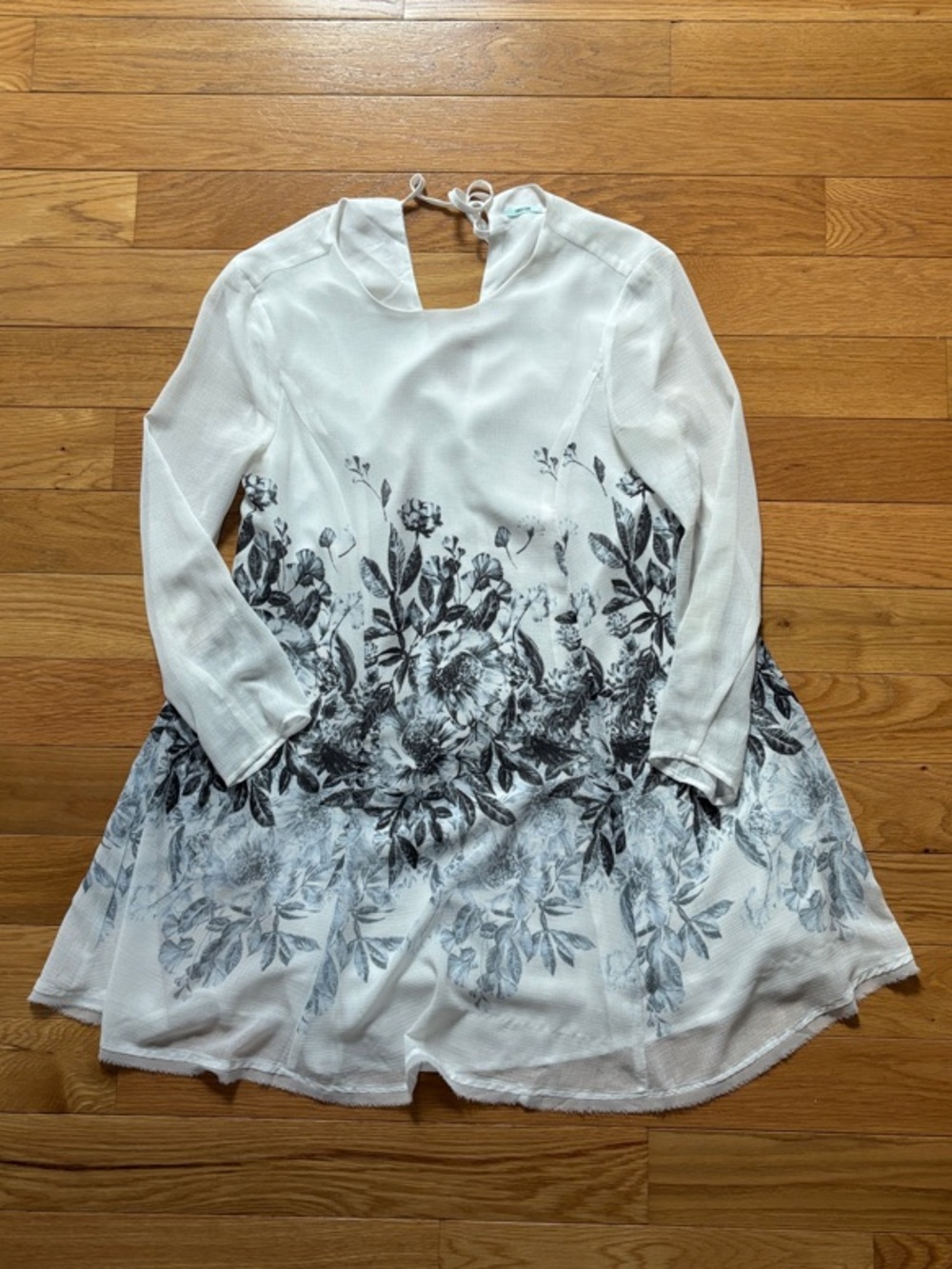 Kimchi Blue White Dress with Black Floral Print